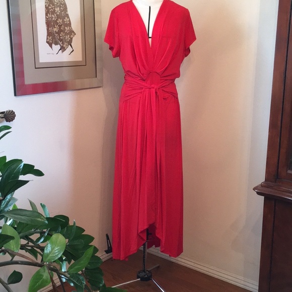 Michael Kors womens red semi formal maxi wrap dress. Size 2x - Picture 13 of 14